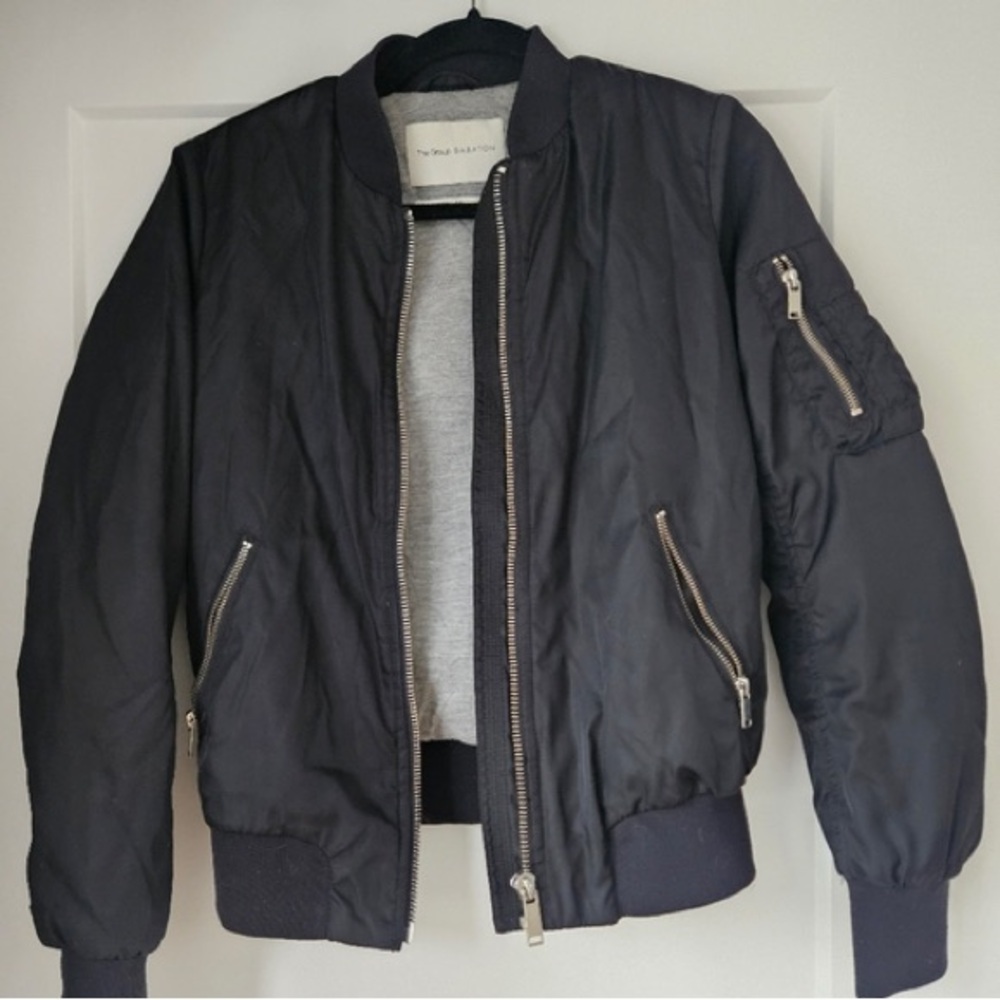 Babaton Black Bomber Jacket with Silver Zippers